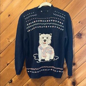 Vintage Alfred dunner dog plush knit pullover sweater